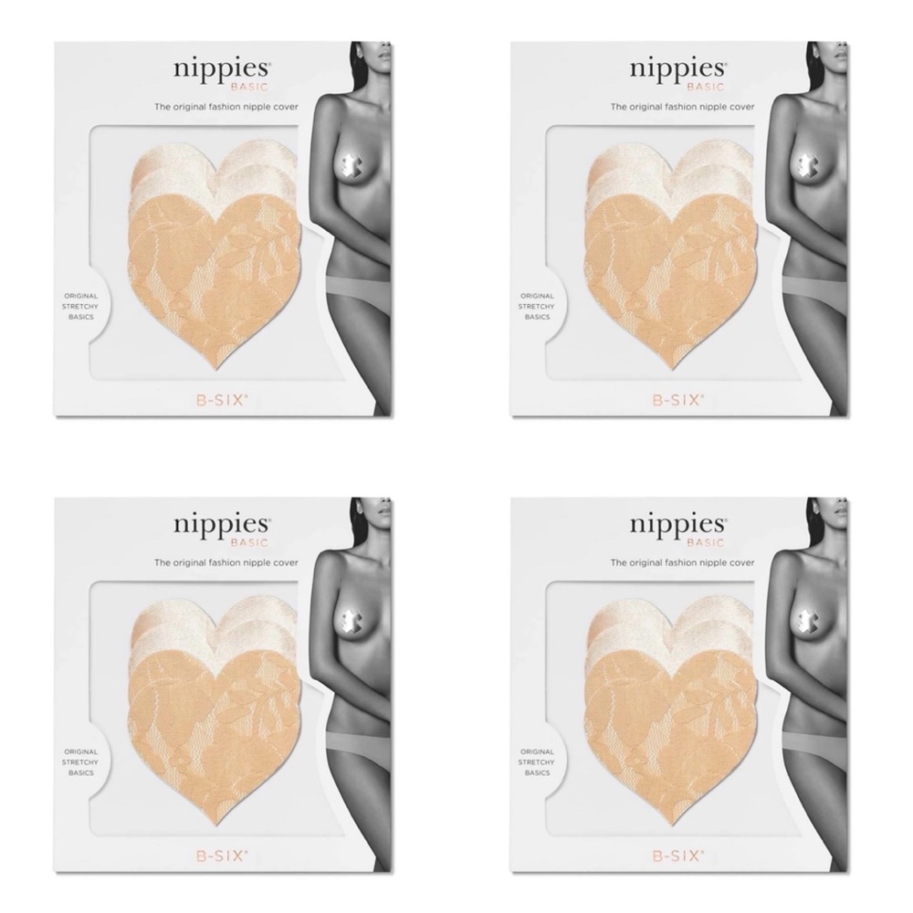 B-SIX NIPPIES BASICS LACE NIPPLE COVERS - 4 PACK - SIZE B